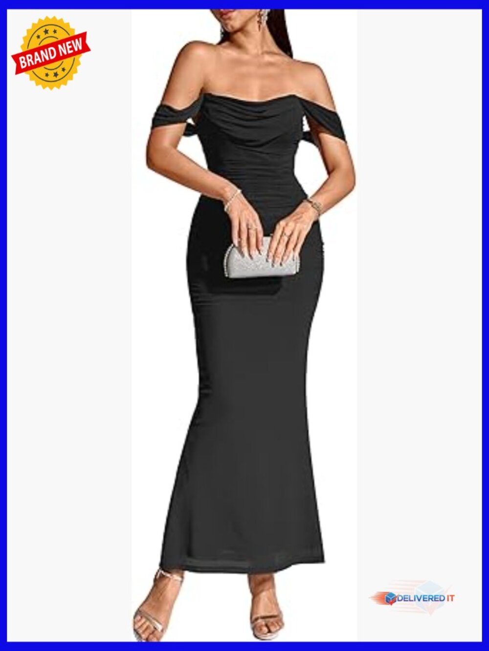 Off Shoulder Maxi Dress Corset Ruched Bodycon Formal Wedding Guest